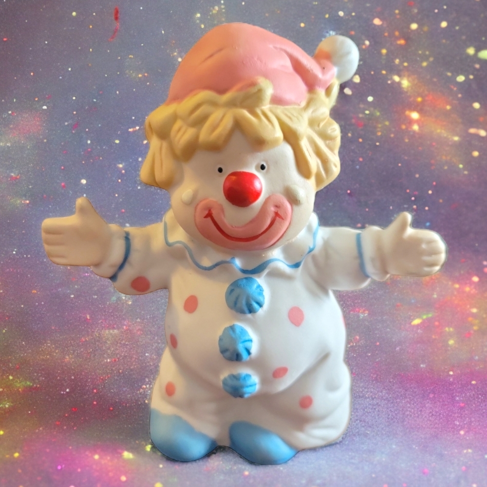 Vtg Tipco Clown Bell Porcelain Blue Pink White